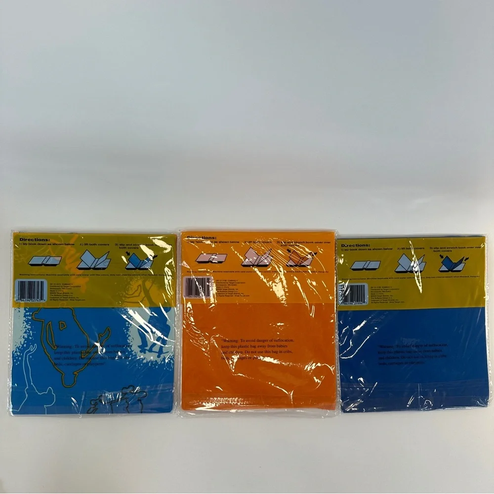 Y2K Set of 3 Stretchy Reusable Jumbo Book Covers Skate Blue Orange One Size 2006